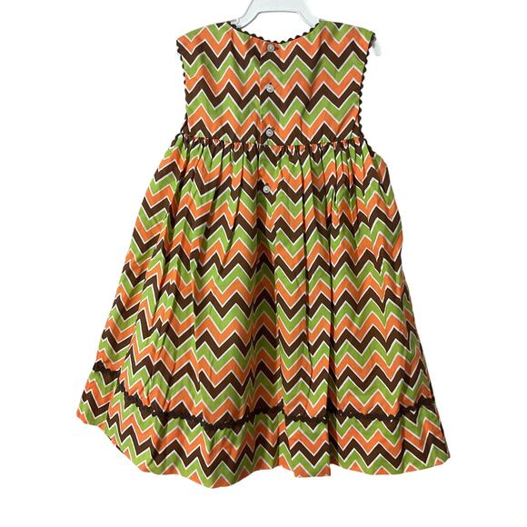 Chevron Owl Jumper Dress Size 2T Lime, Orange, Brown ! Cute! - Picture 2 of 6